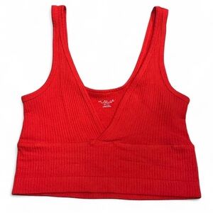 Urban Outfitters Scarlet Ribbed V-Neck Top